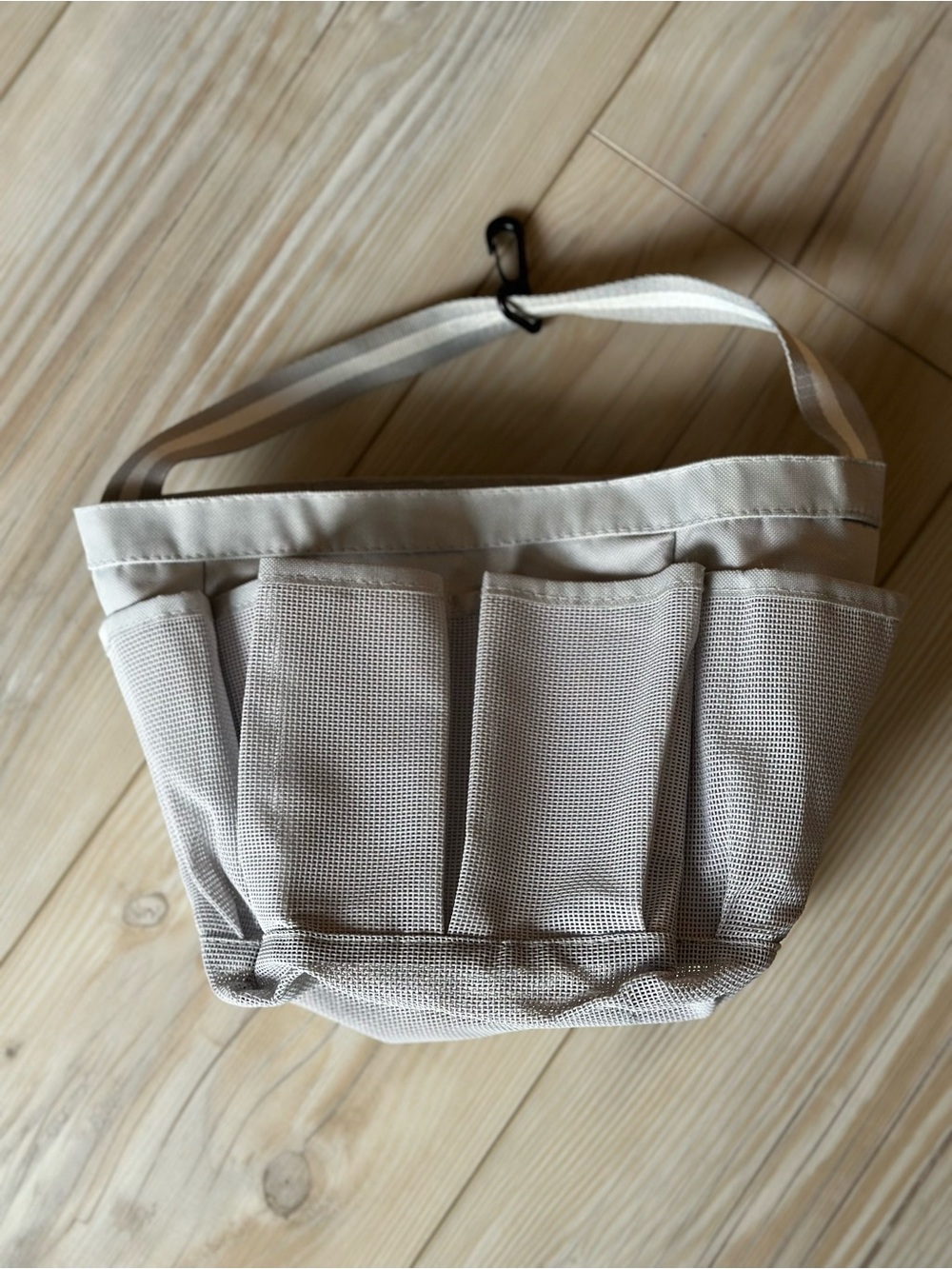 Gray mesh shower caddy college dorm organizer